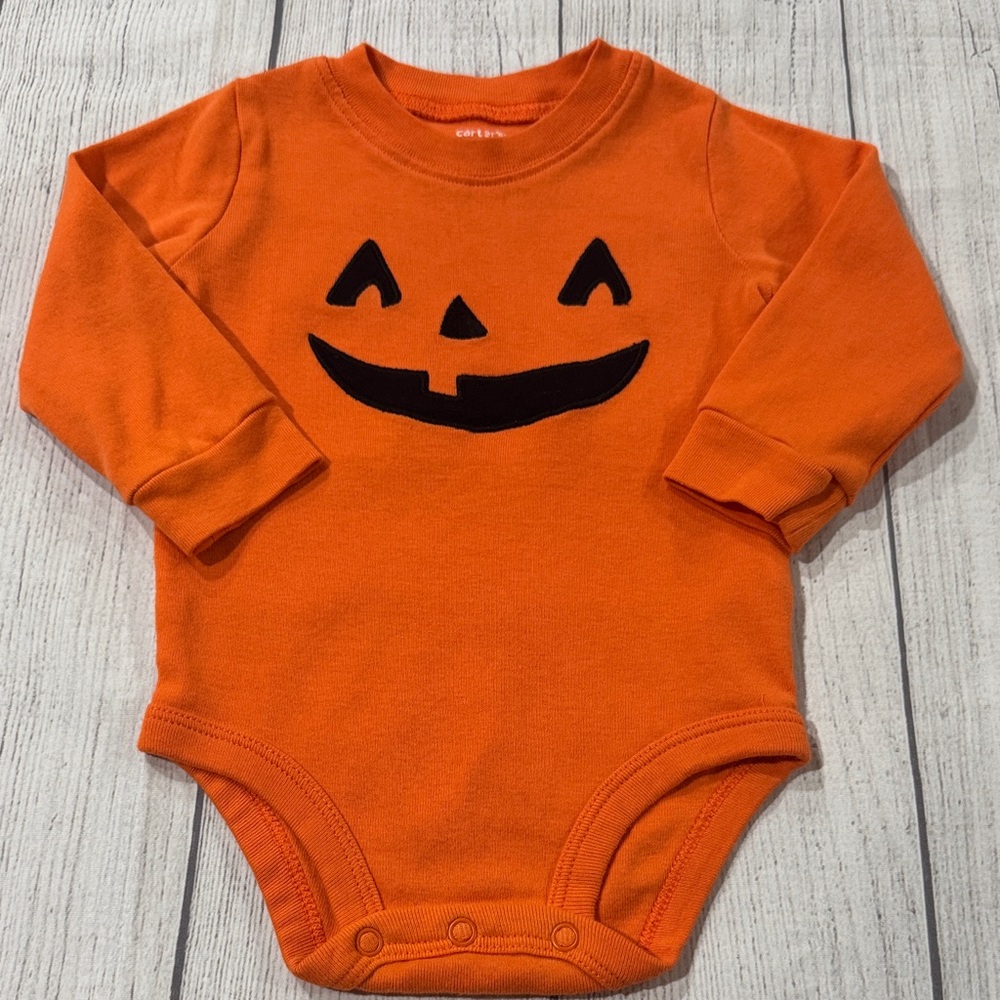 Carter's Baby’s Orange Pumpkin Face Bodysuit